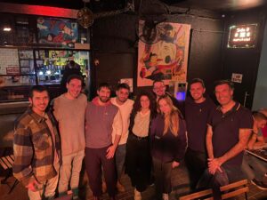 the group in a pub